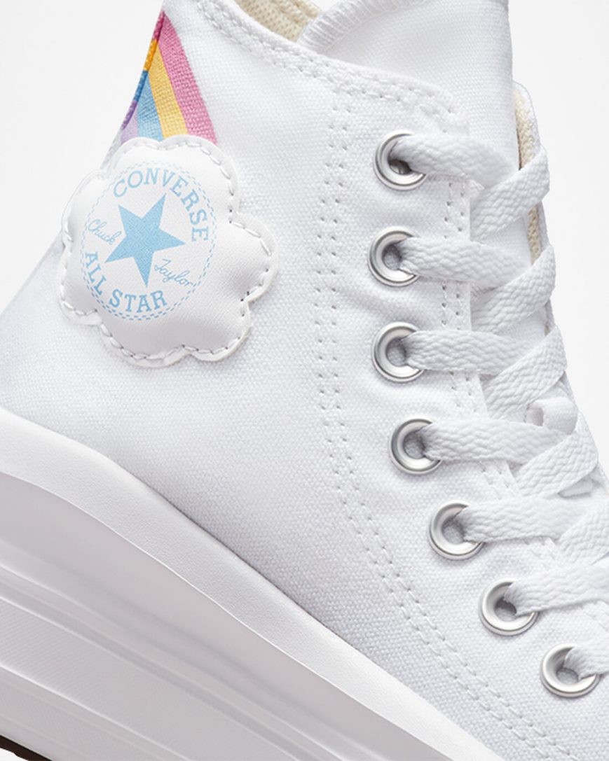 Dívčí Boty Na Platformy Converse Chuck Taylor All Star Move Rainbow Cloud Vysoké Bílé Blankyt Růžové | CZ ZRDU86